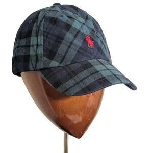 Polo Ralph Lauren Tartan Plaid Ball Cap Hat Red Pony Men's Adjustable NWT $59